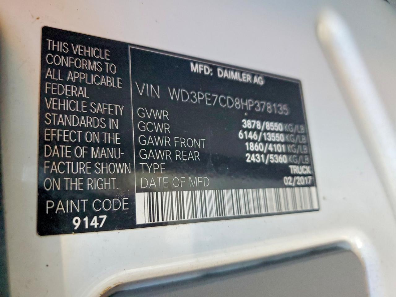 2017 MERCEDES-BENZ SPRINTER 2500 photo 14