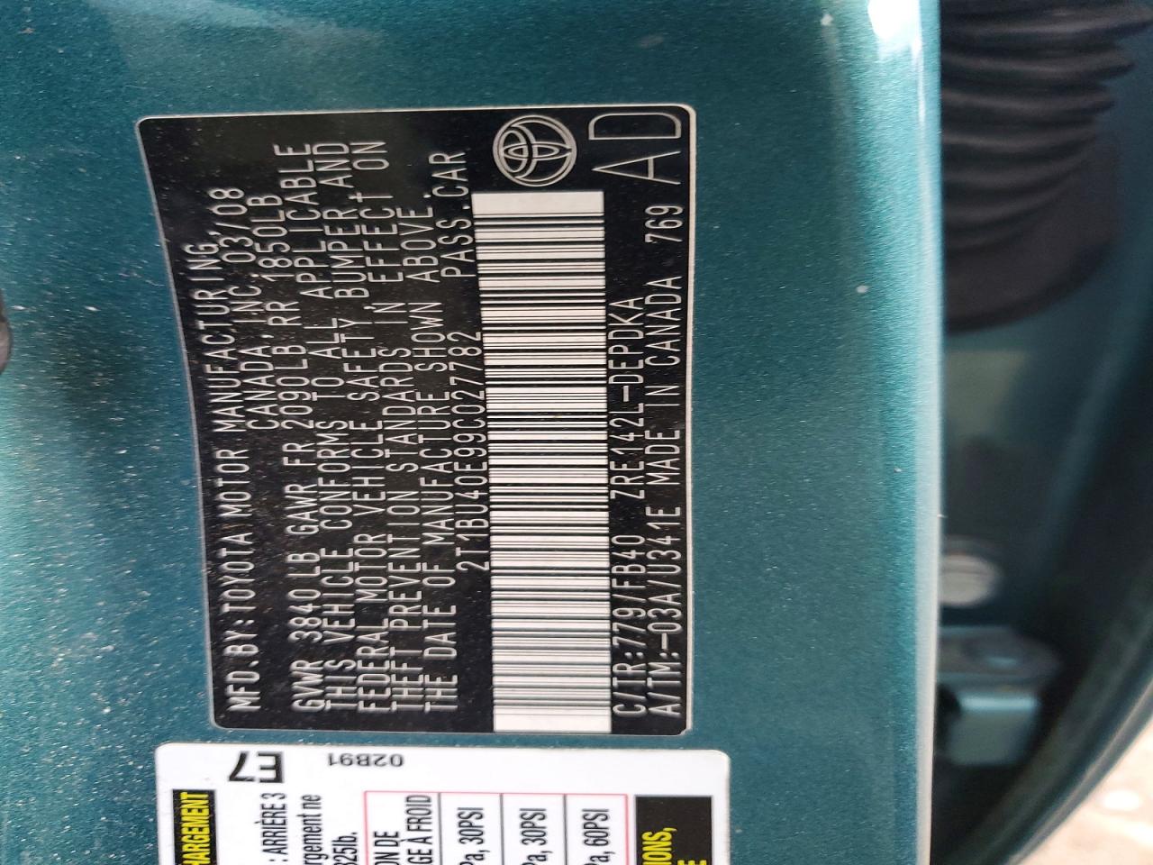 2009 TOYOTA COROLLA BASE photo 12