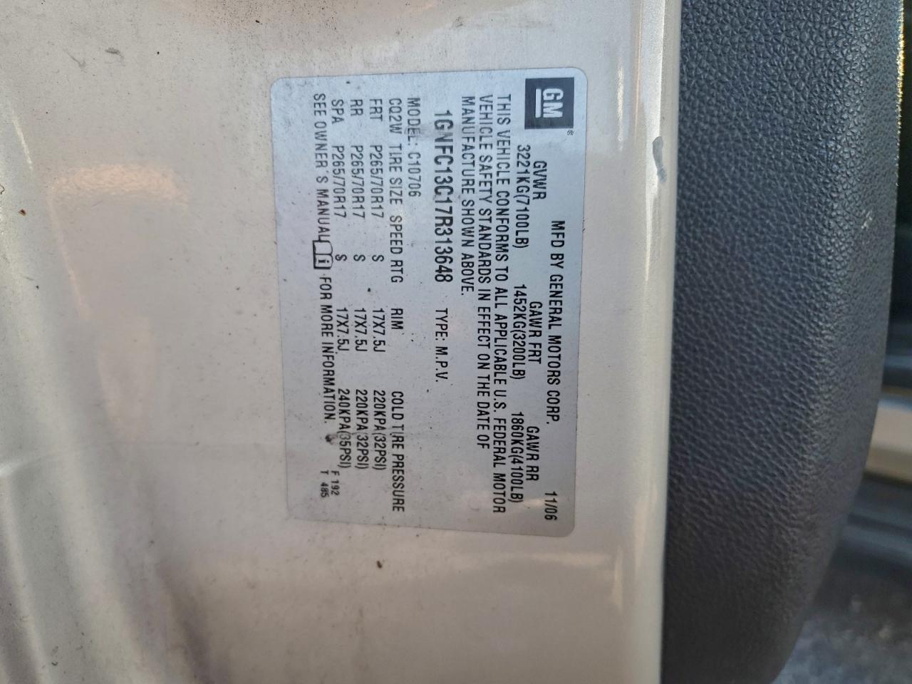 2007 CHEVROLET TAHOE C1500 photo 12