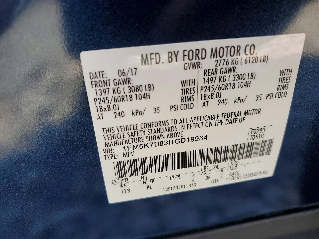 2017 FORD EXPLORER XLT photo 14