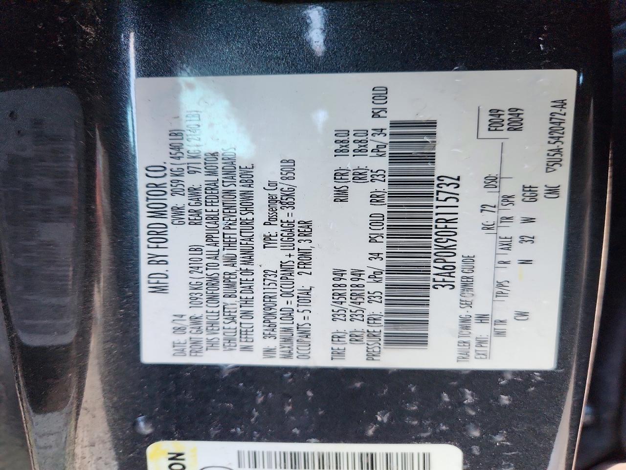 2015 FORD FUSION TITANIUM photo 12