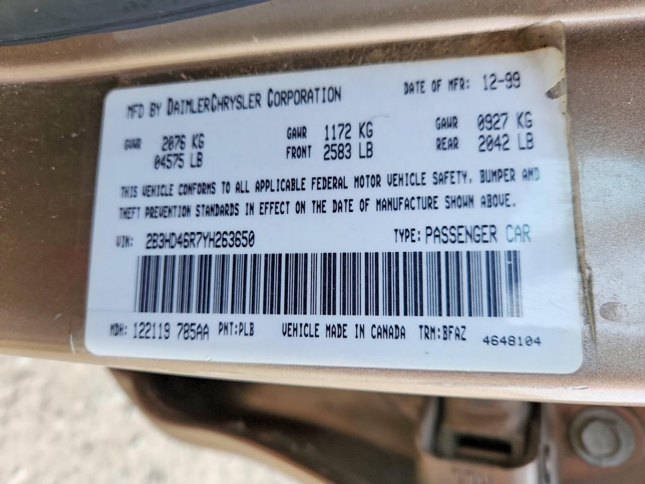 2000 DODGE INTREPID photo 23