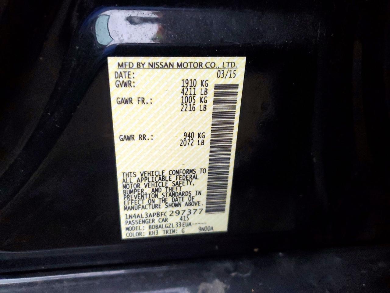 2015 NISSAN ALTIMA 2.5 photo 12