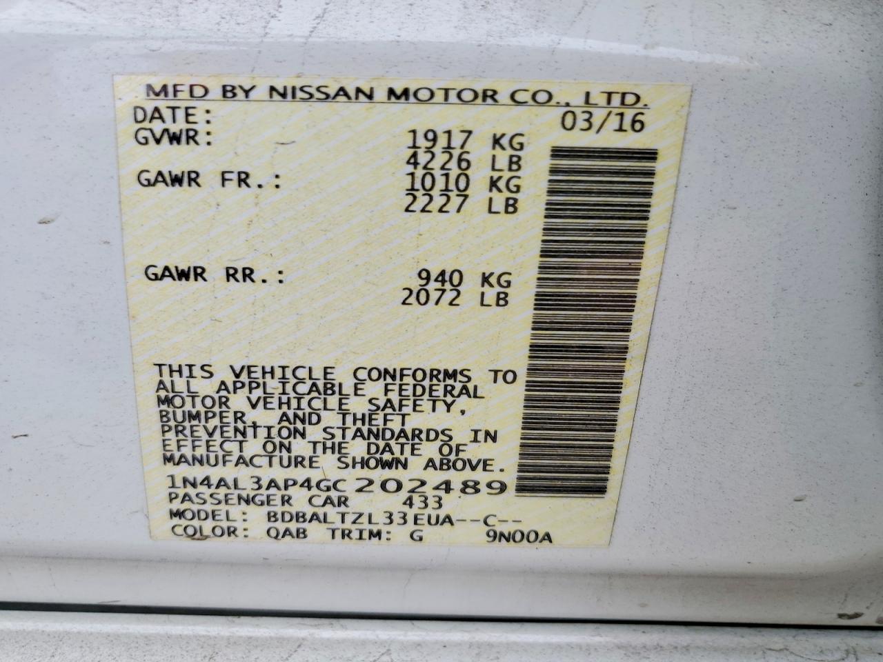 2016 NISSAN ALTIMA 2.5 photo 34