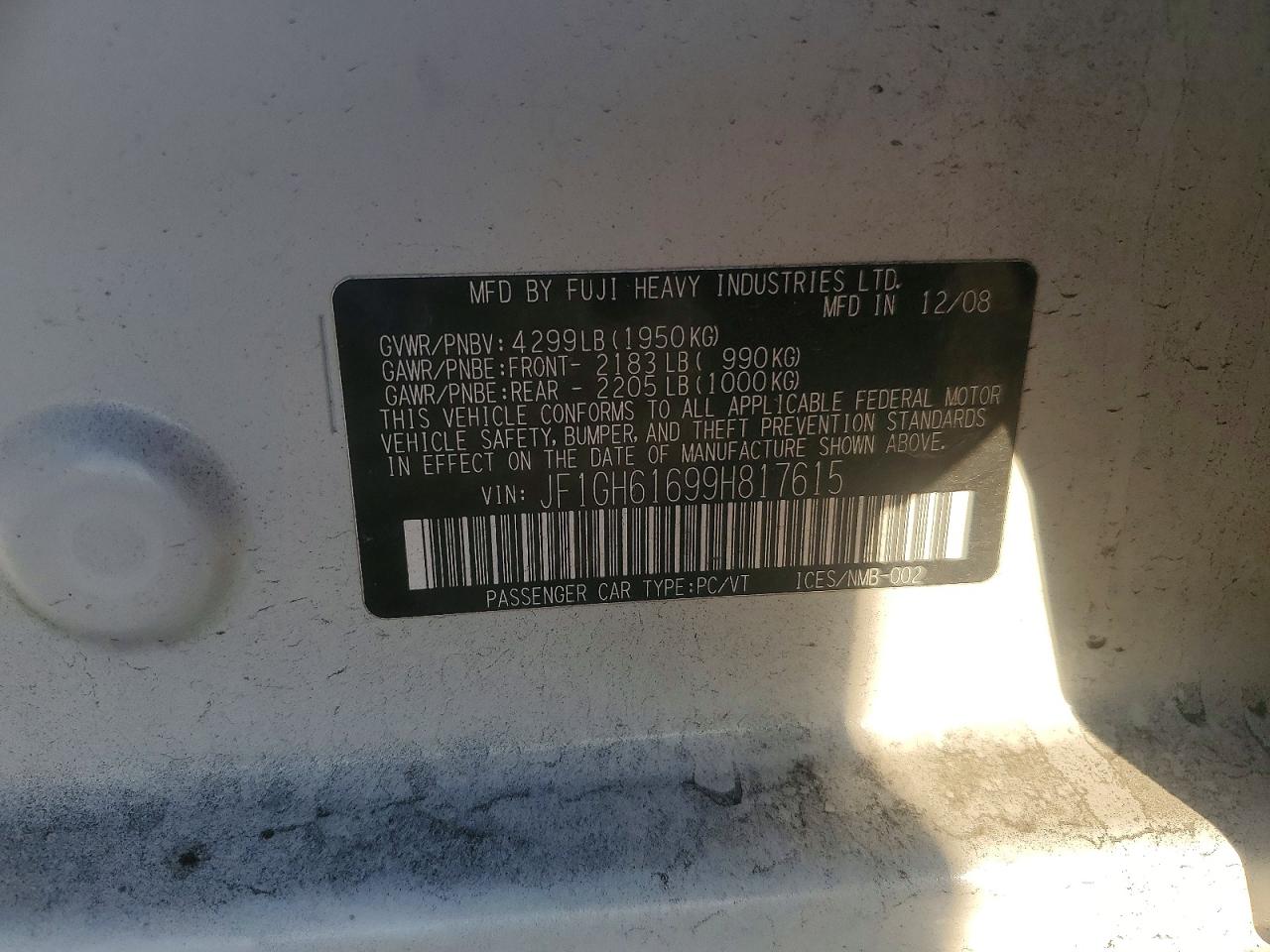 2009 SUBARU IMPREZA 2.5I photo 12