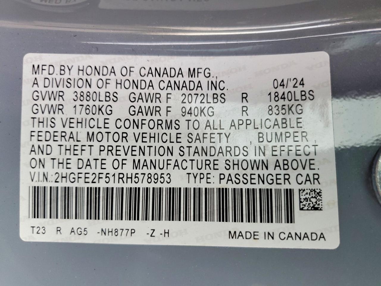 2024 HONDA CIVIC photo 23