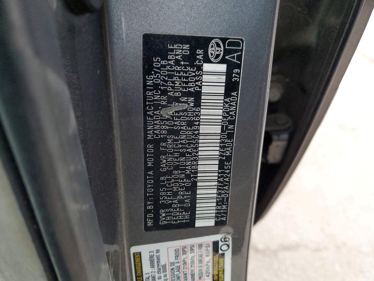 2005 TOYOTA COROLLA CE photo 12