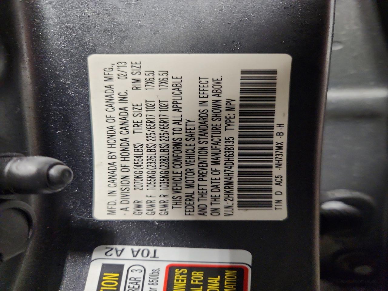2013 HONDA CR-V EXL photo 14