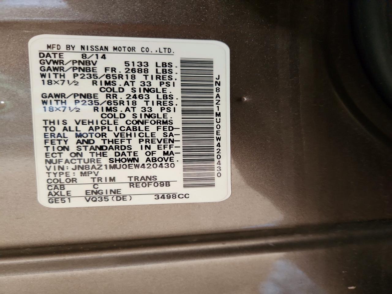 2014 NISSAN MURANO S photo 14
