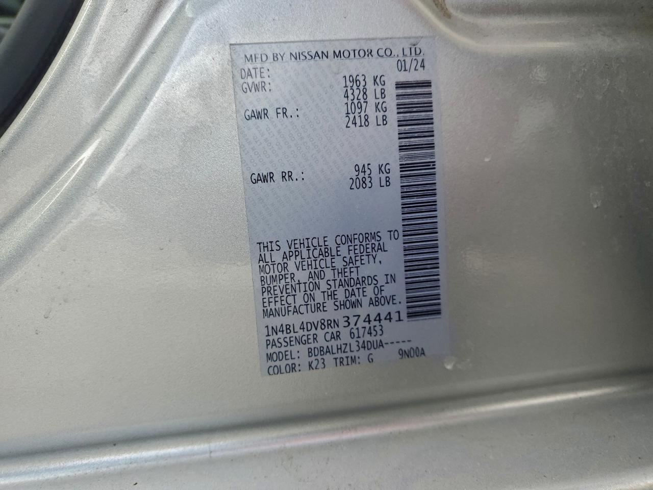 2024 NISSAN ALTIMA SV photo 12