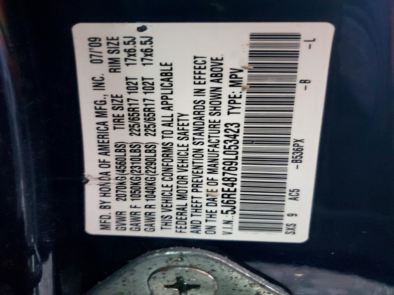 2009 HONDA CR-V EXL photo 13
