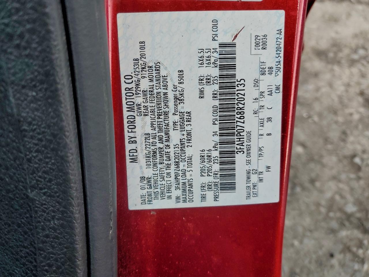 2008 FORD FUSION SE photo 12