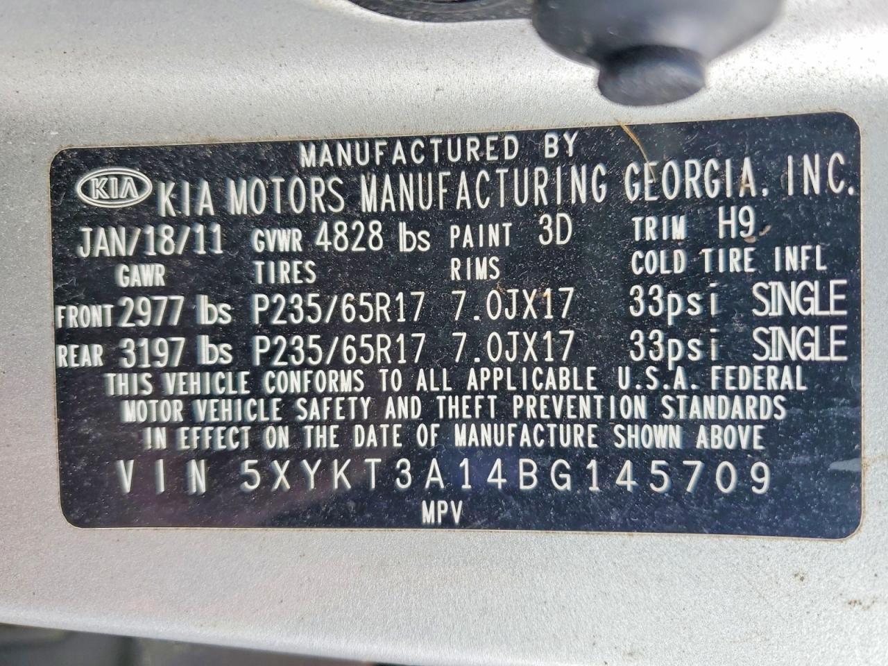 2011 KIA SORENTO BASE photo 14