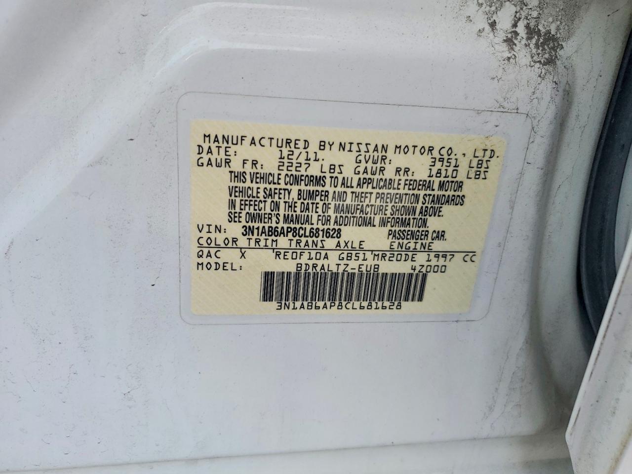 2012 NISSAN SENTRA 2.0 photo 12