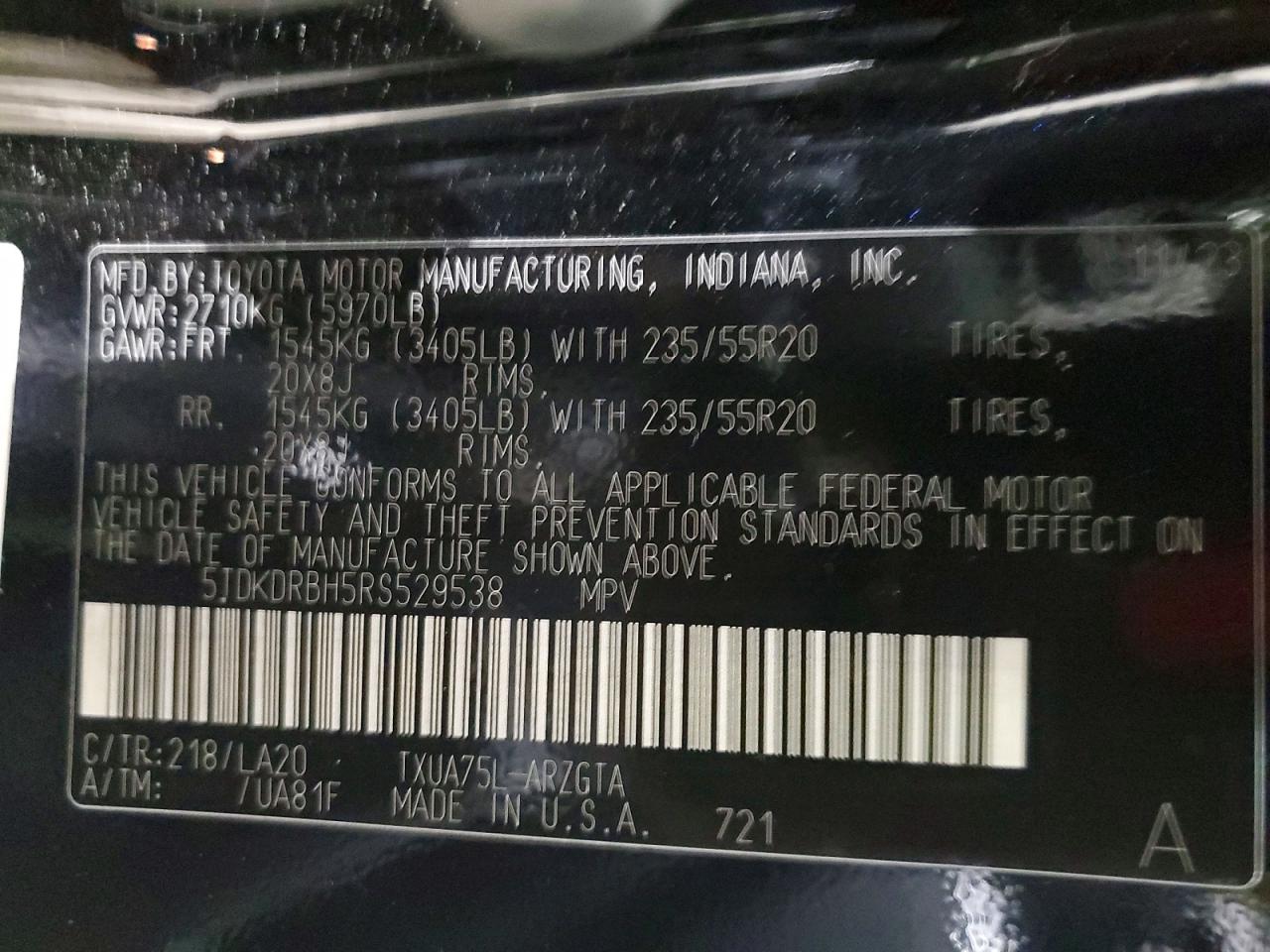 2024 TOYOTA HIGHLANDER LE photo 13