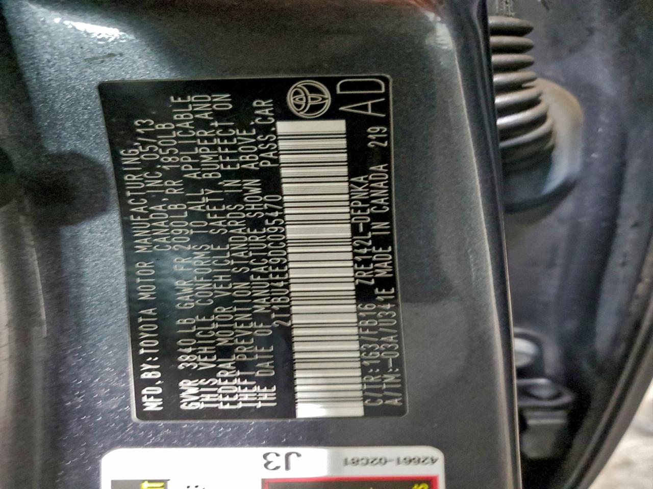 2013 TOYOTA COROLLA BASE photo 12