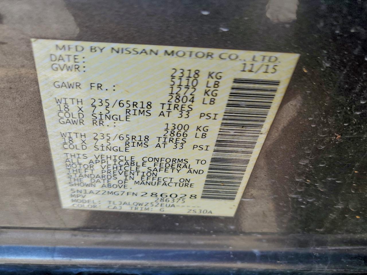 2015 NISSAN MURANO S photo 13
