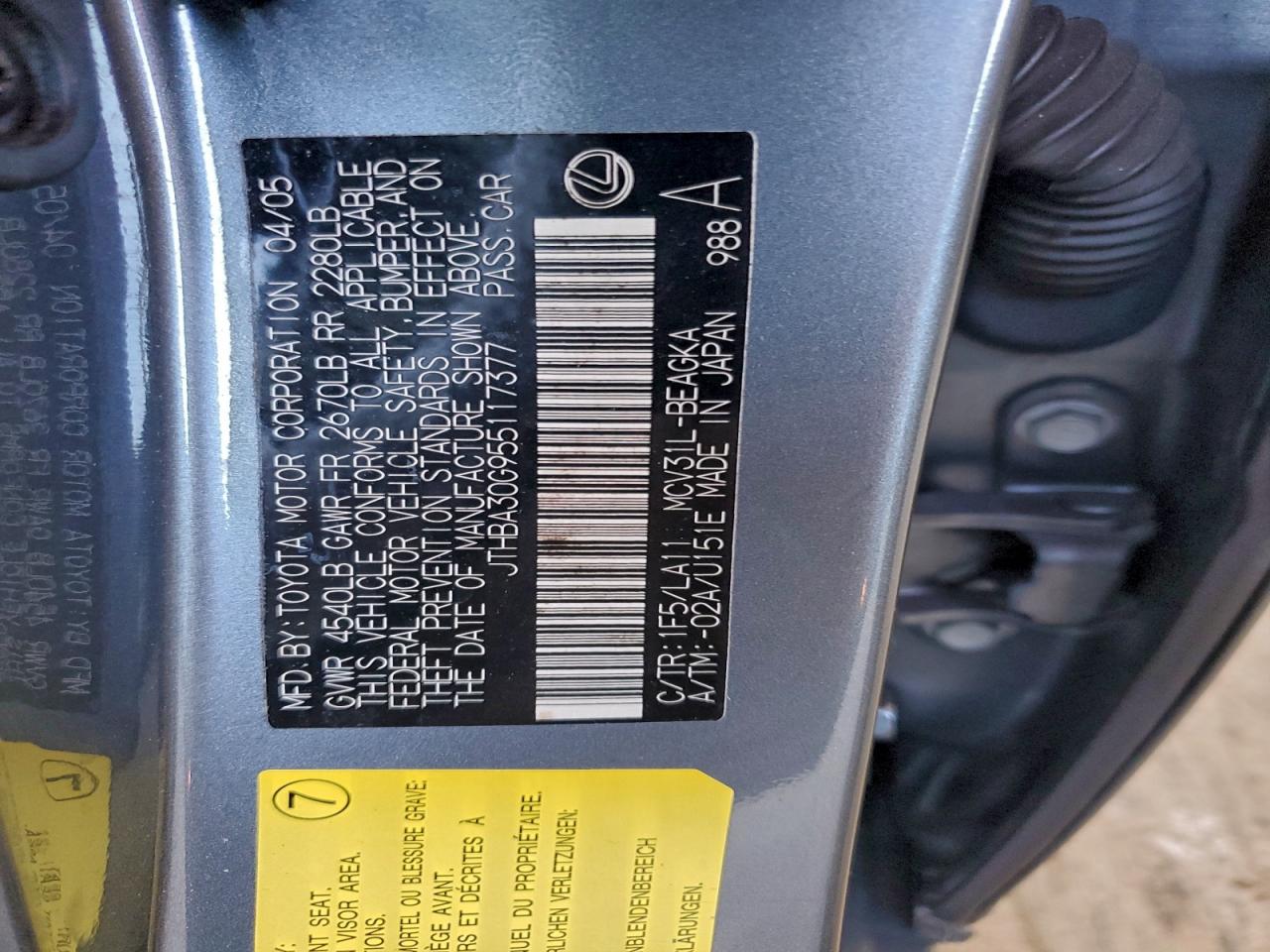 2005 LEXUS ES 330 photo 13