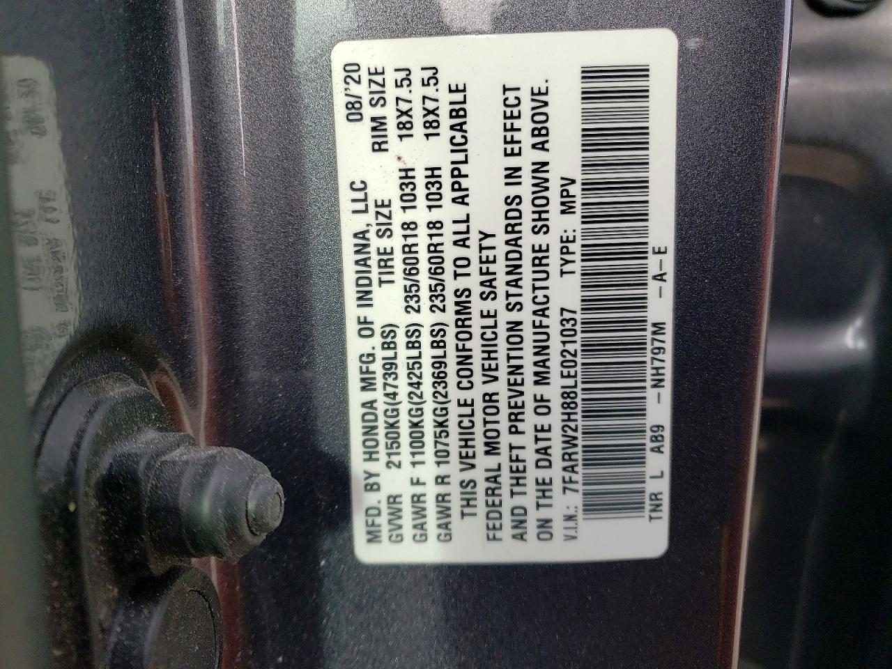 2020 HONDA CR-V EXL photo 13