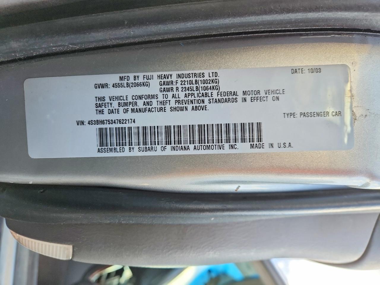 2004 SUBARU LEGACY OUTBACK AWP photo 12