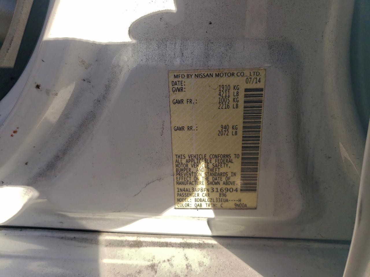 2015 NISSAN ALTIMA 2.5 photo 12