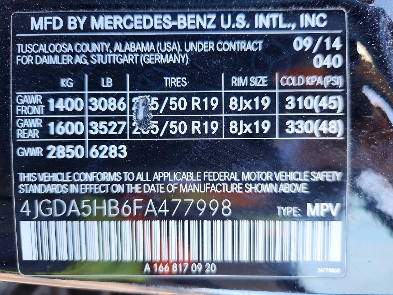 2015 MERCEDES-BENZ ML 350 4MATIC photo 14