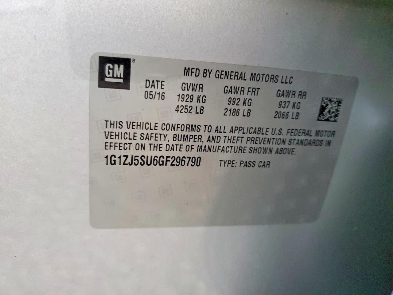 2016 CHEVROLET MALIBU HYBRID photo 12