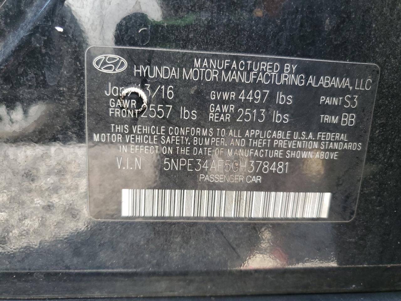 2016 HYUNDAI SONATA SPORT photo 12