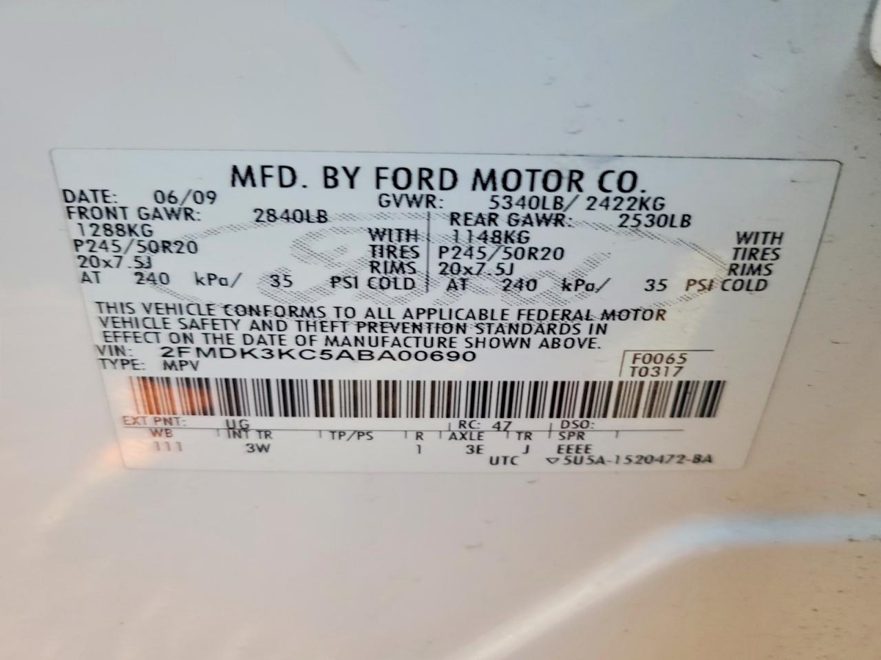 2010 FORD EDGE LIMITED photo 13