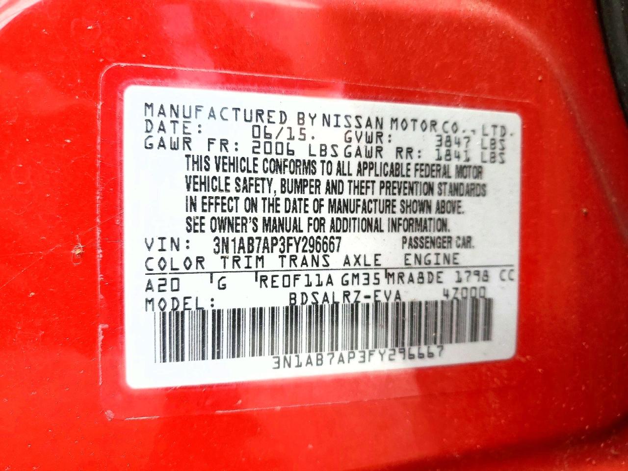 2015 NISSAN SENTRA S photo 12