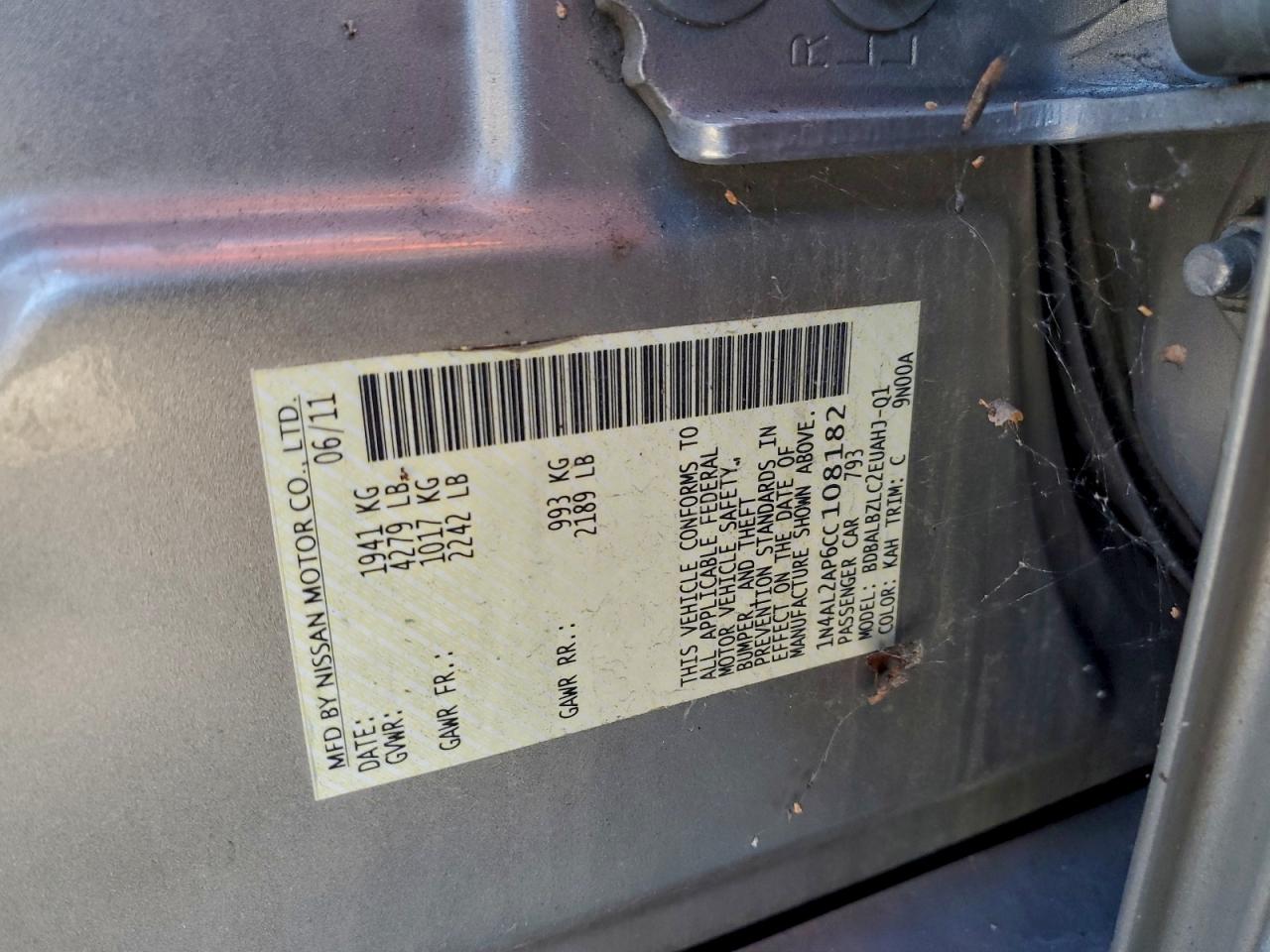 2012 NISSAN ALTIMA BASE photo 25