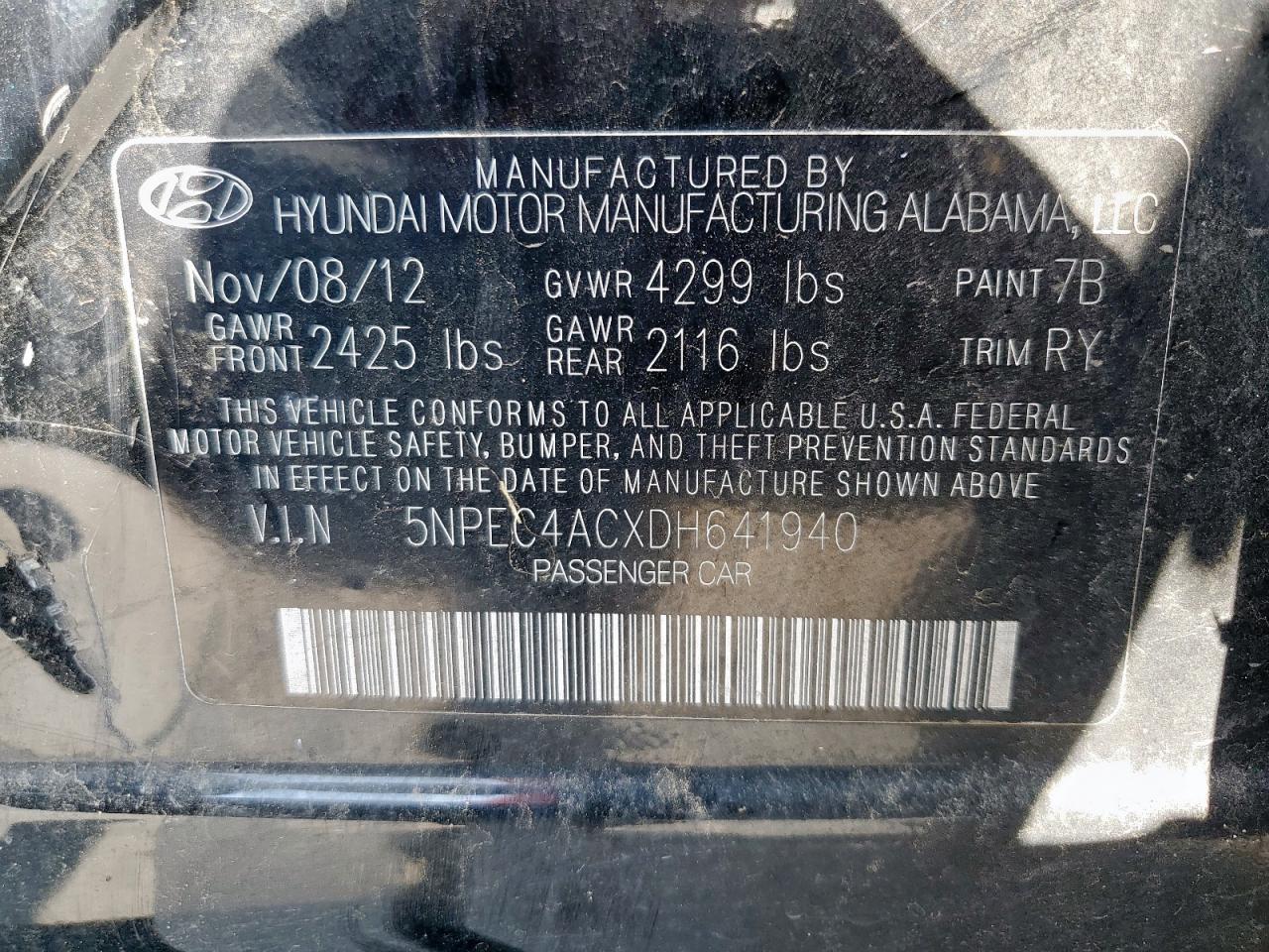 2013 HYUNDAI SONATA SE photo 13