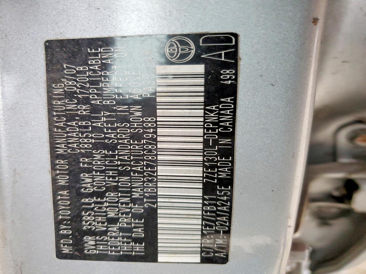2008 TOYOTA COROLLA CE photo 12
