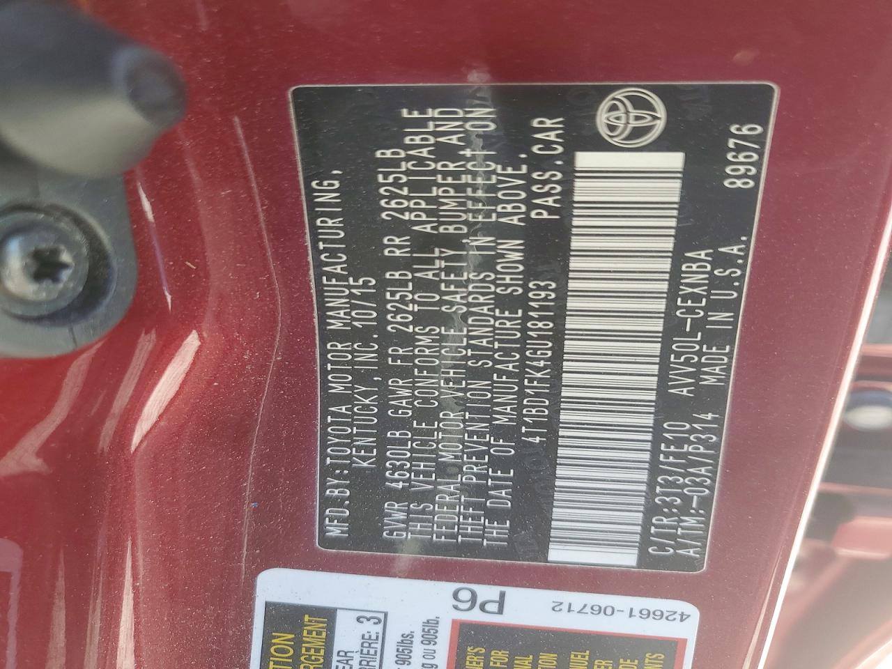 2016 TOYOTA CAMRY HYBRID photo 13
