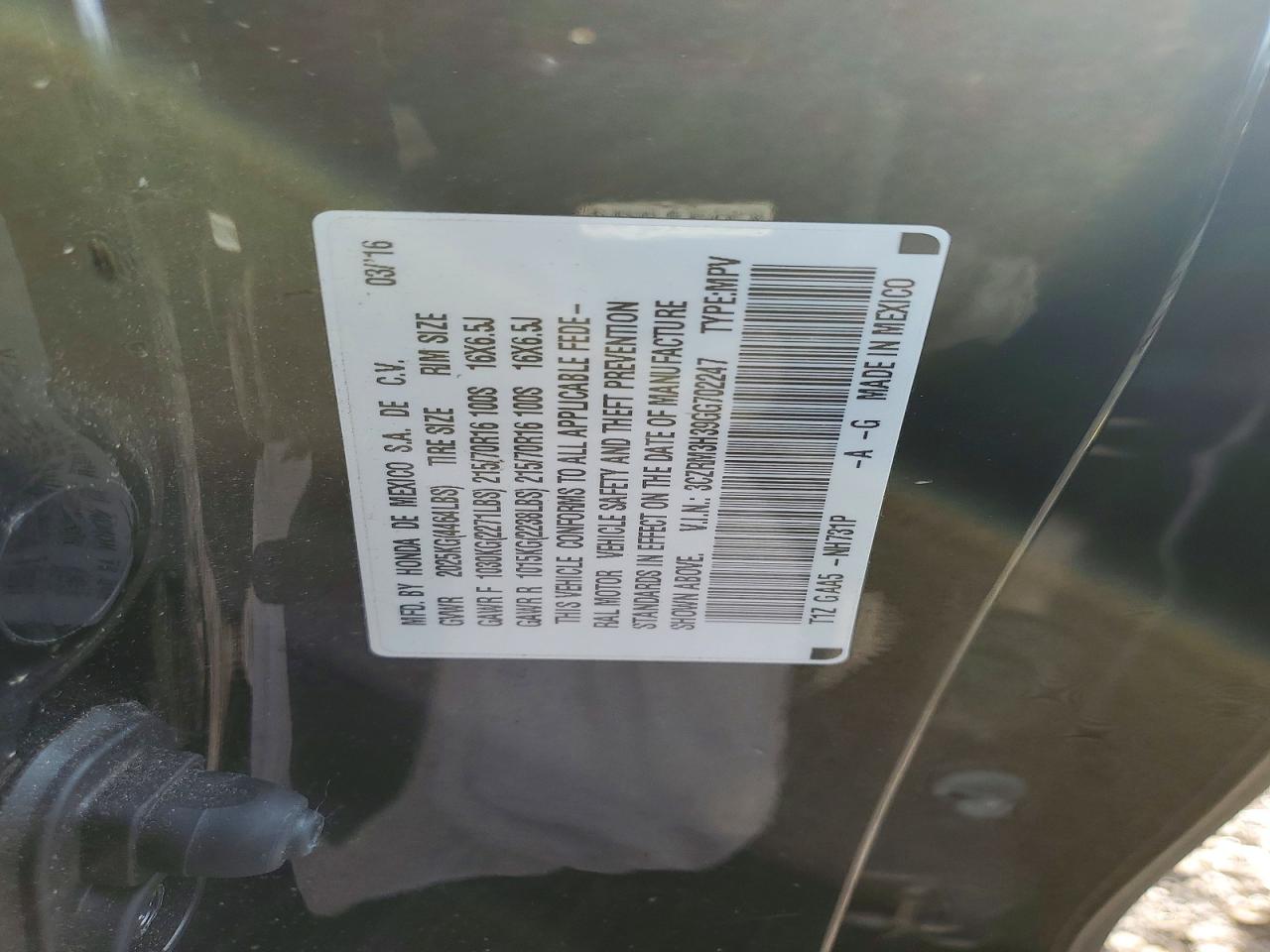 2016 HONDA CR-V LX photo 37