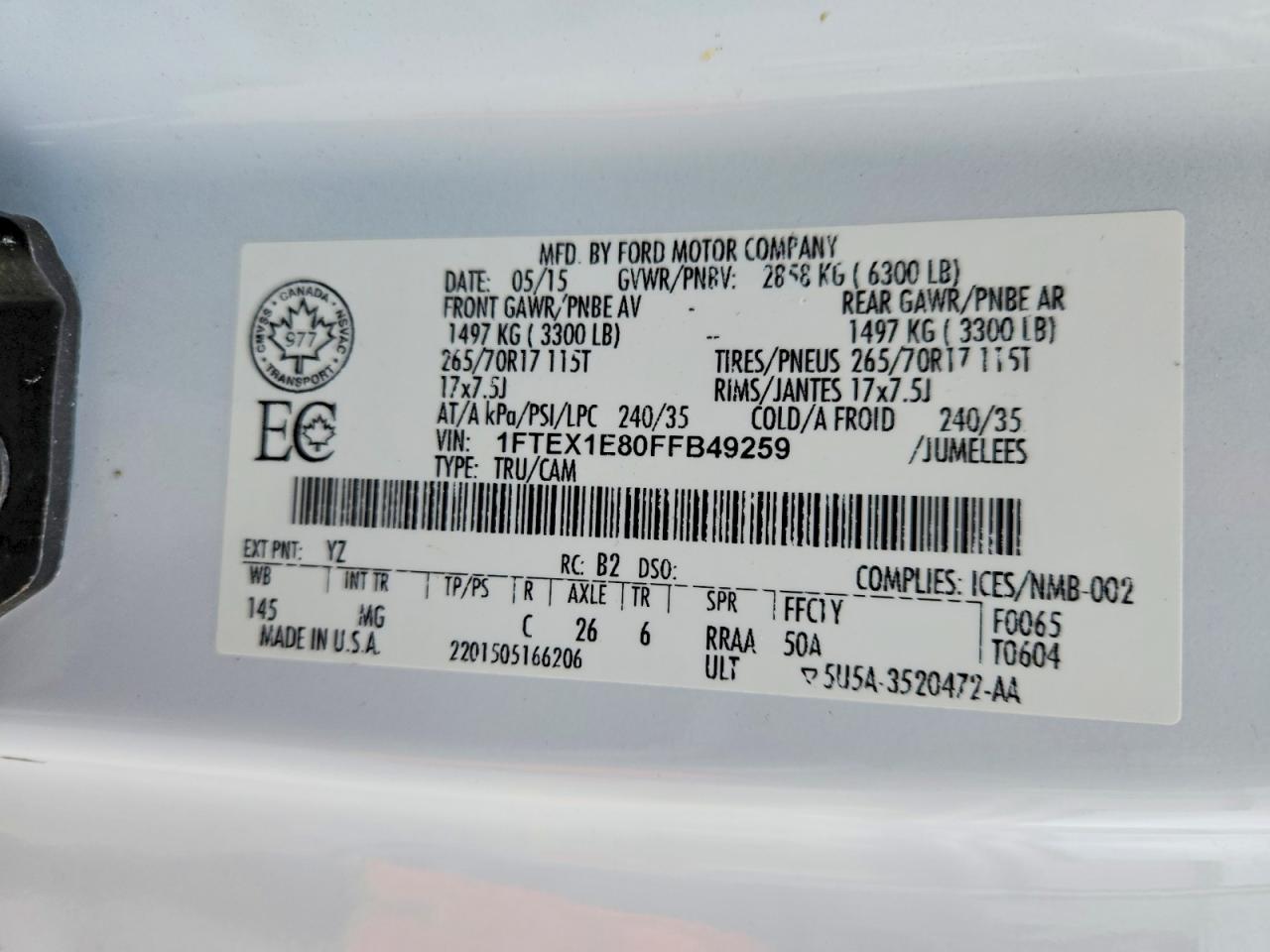 2015 FORD F150 SUPER CAB photo 12