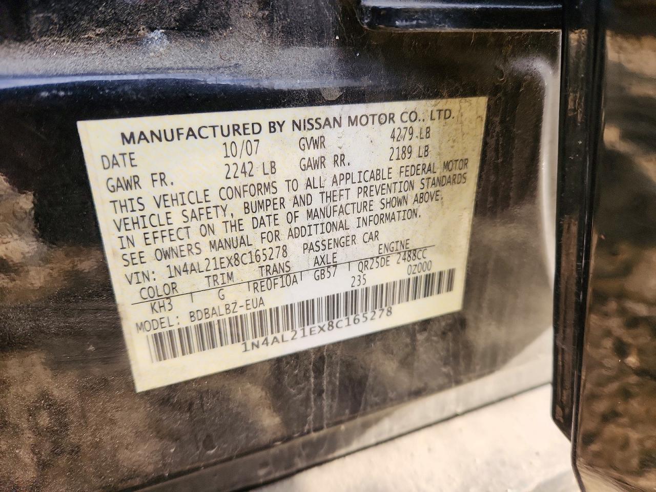 2008 NISSAN ALTIMA 2.5 photo 12
