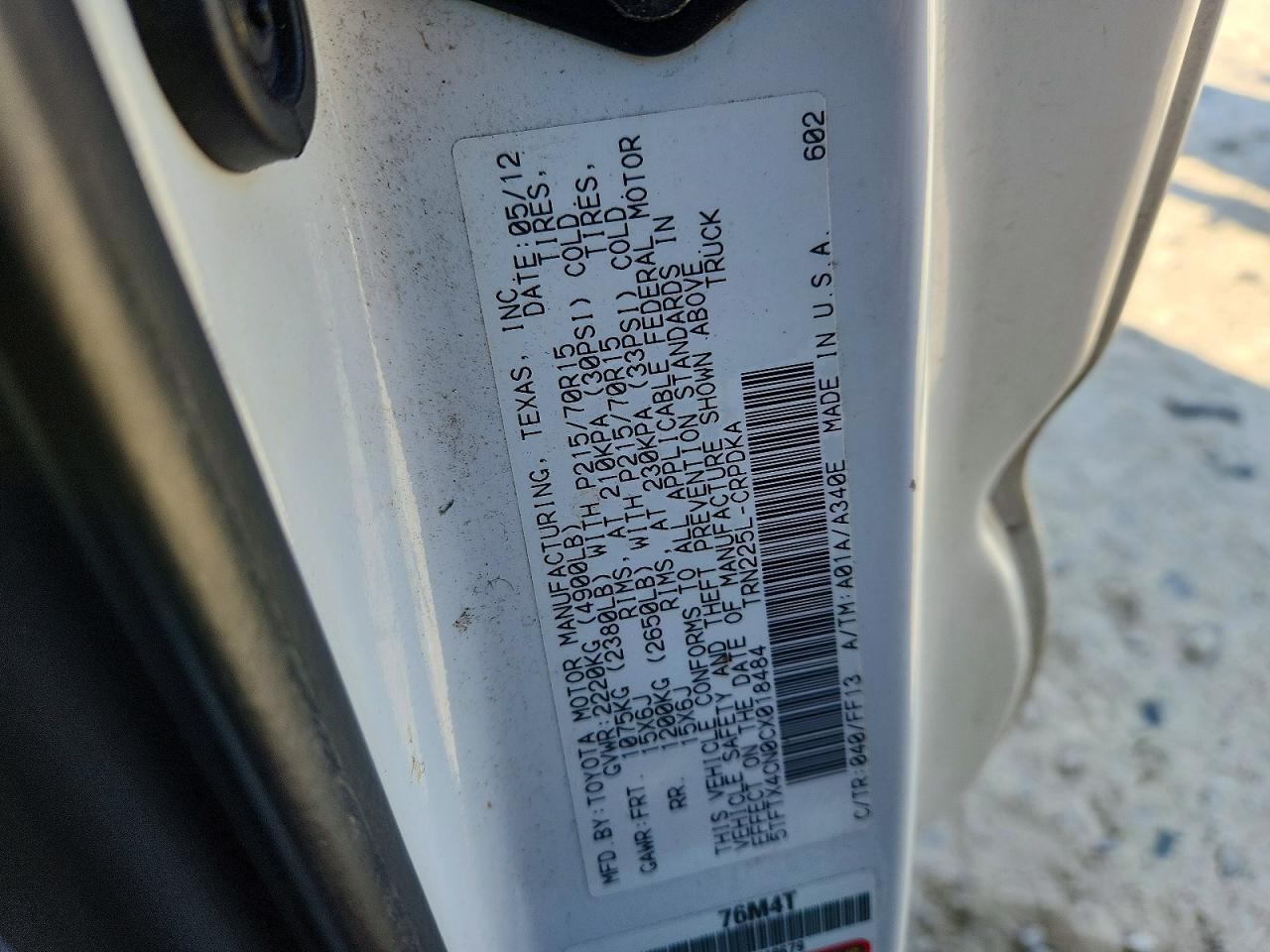 2012 TOYOTA TACOMA ACCESS CAB photo 12