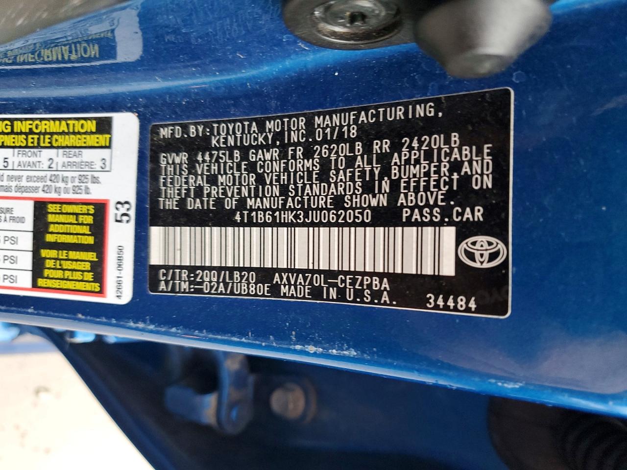 2018 TOYOTA CAMRY XSE photo 12