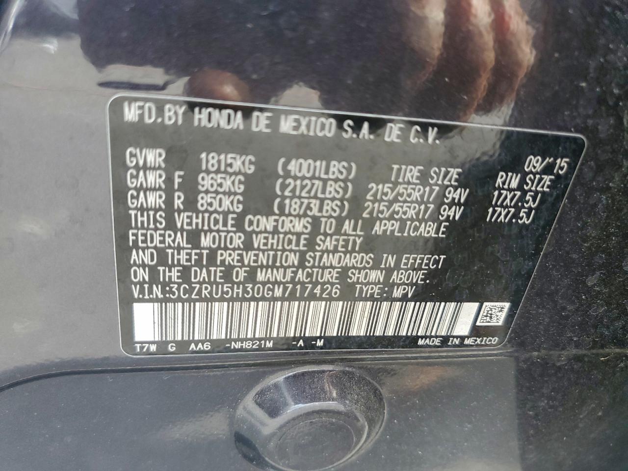 2016 HONDA HR-V LX photo 12