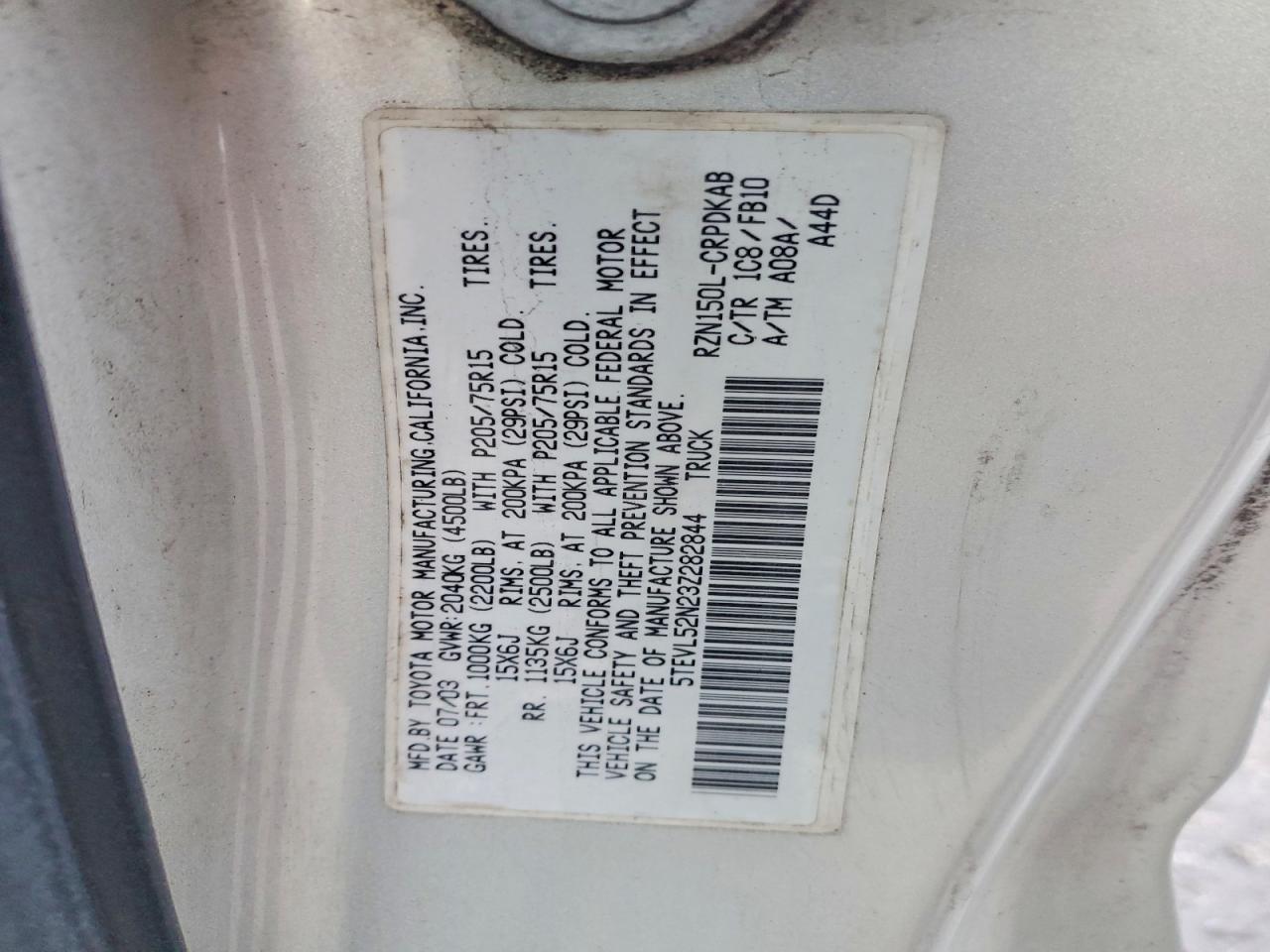 2003 TOYOTA TACOMA XTRACAB photo 12