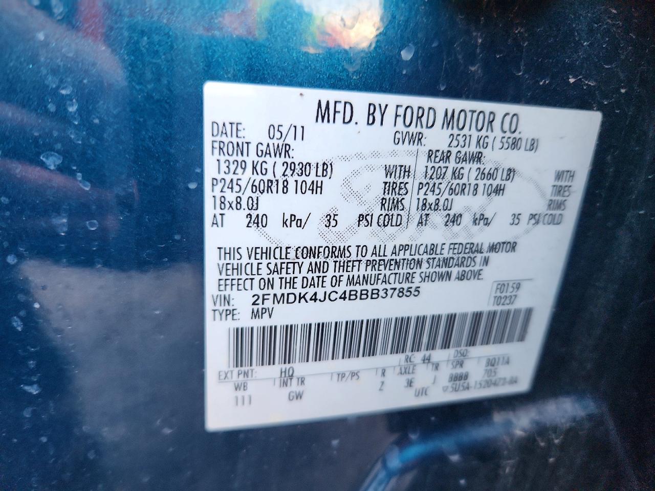 2011 FORD EDGE SEL photo 14