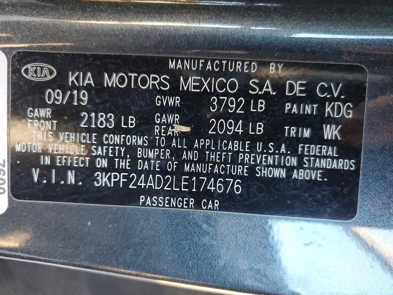 2020 KIA FORTE FE photo 12