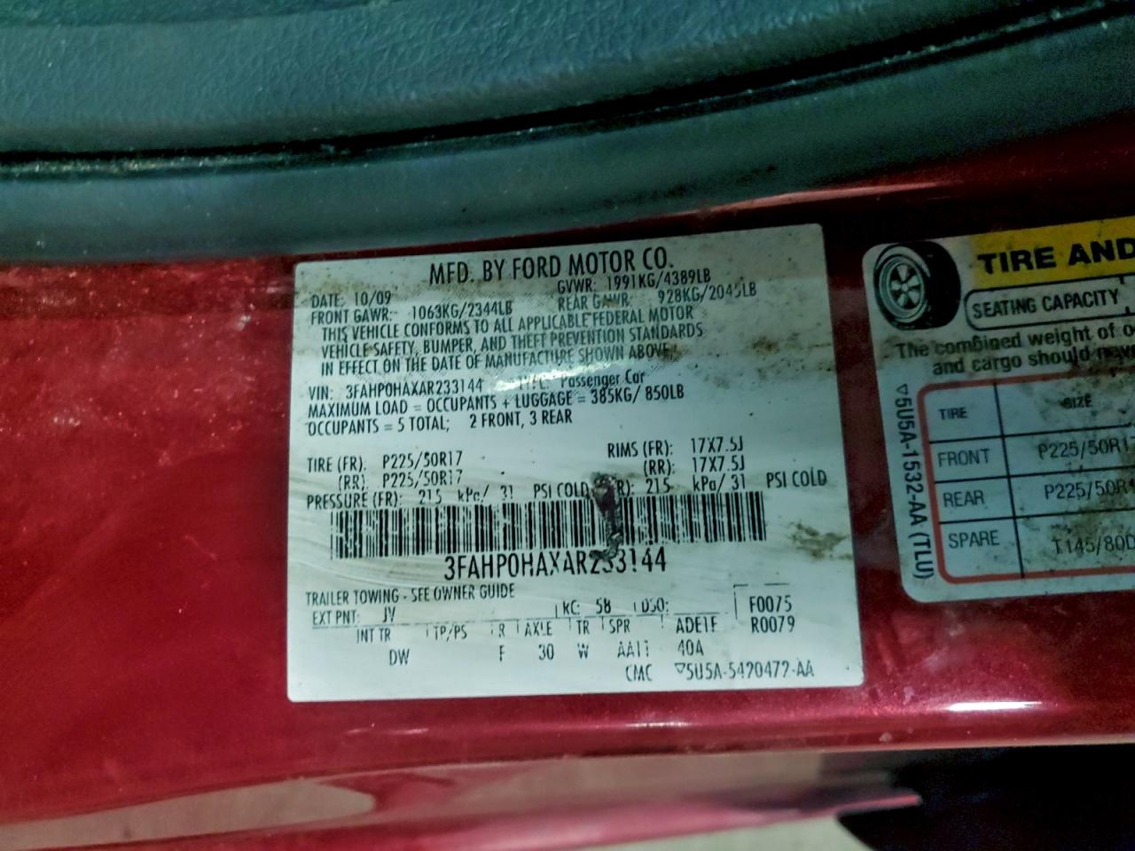 2010 FORD FUSION SE photo 12