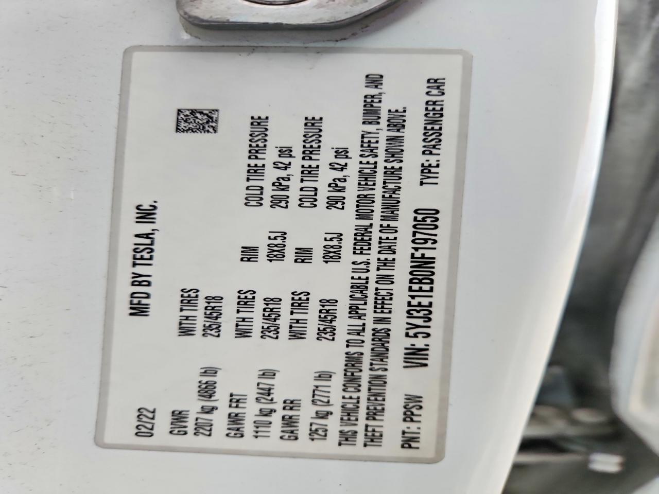 2022 TESLA MODEL 3 photo 25
