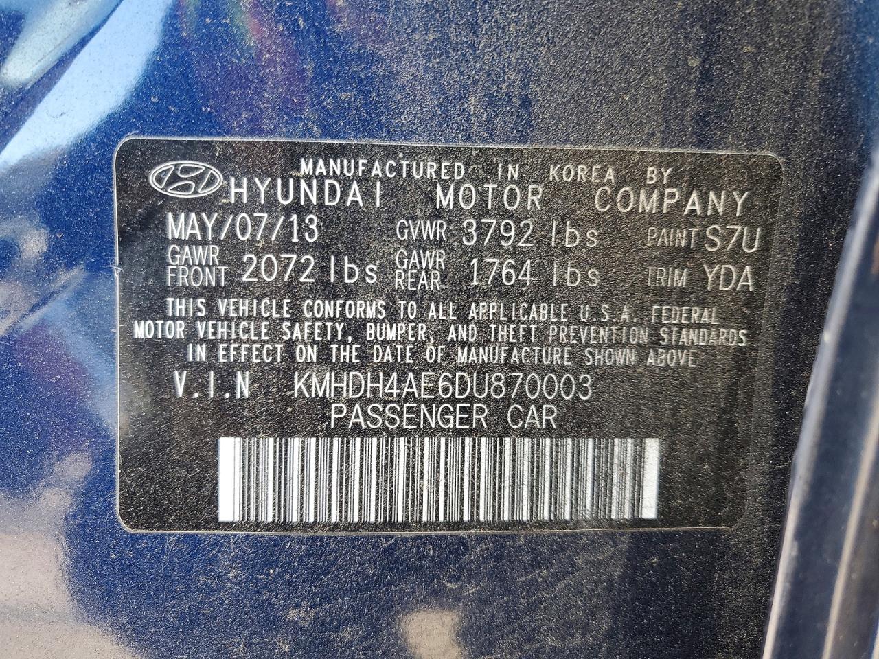 2013 HYUNDAI ELANTRA GLS photo 12