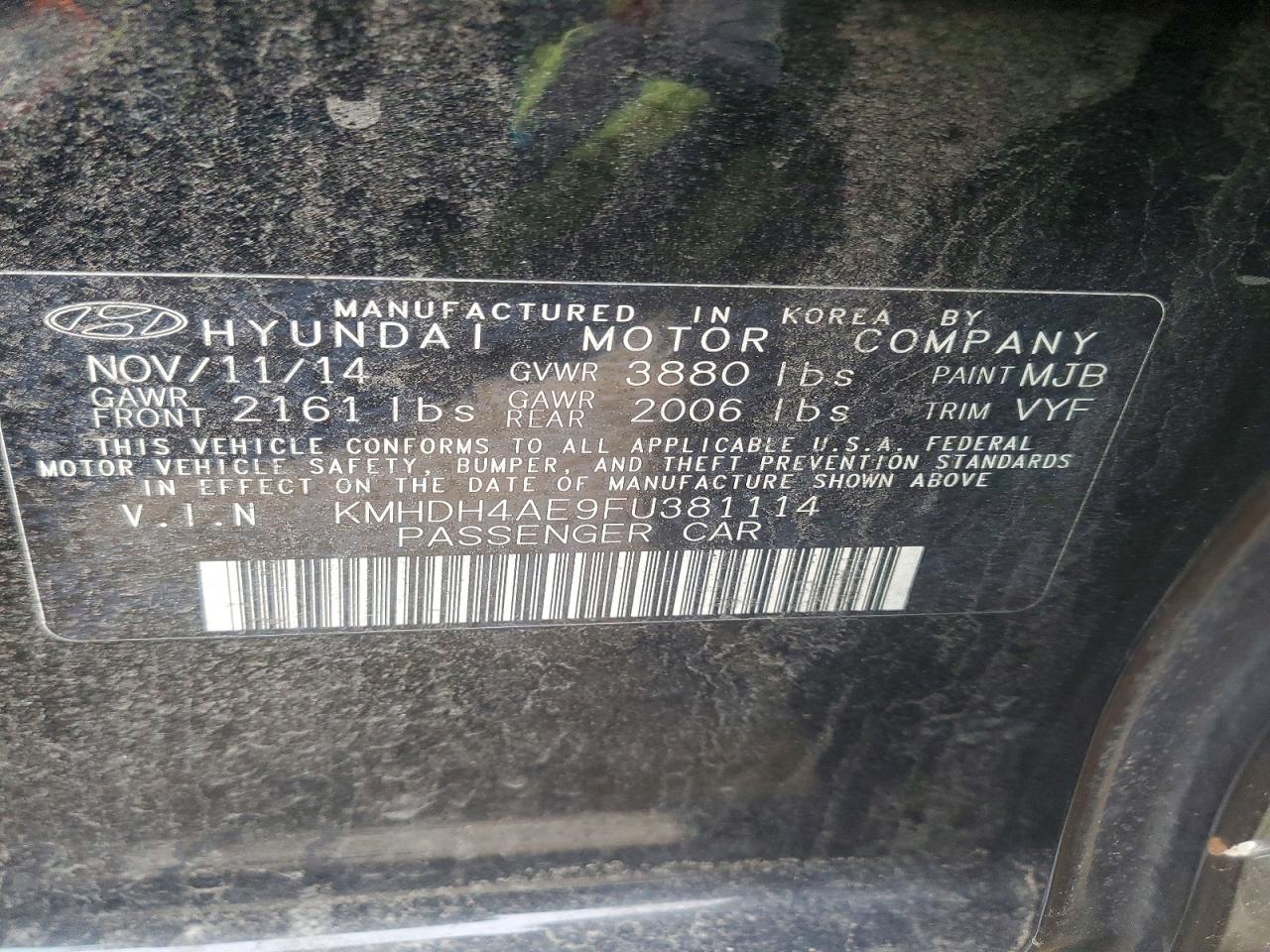 2015 HYUNDAI ELANTRA SE photo 12