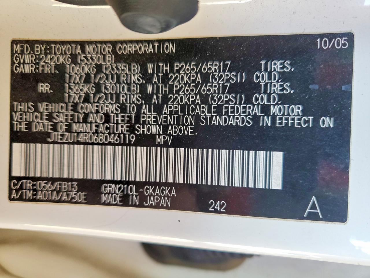 2006 TOYOTA 4RUNNER SR5 photo 12