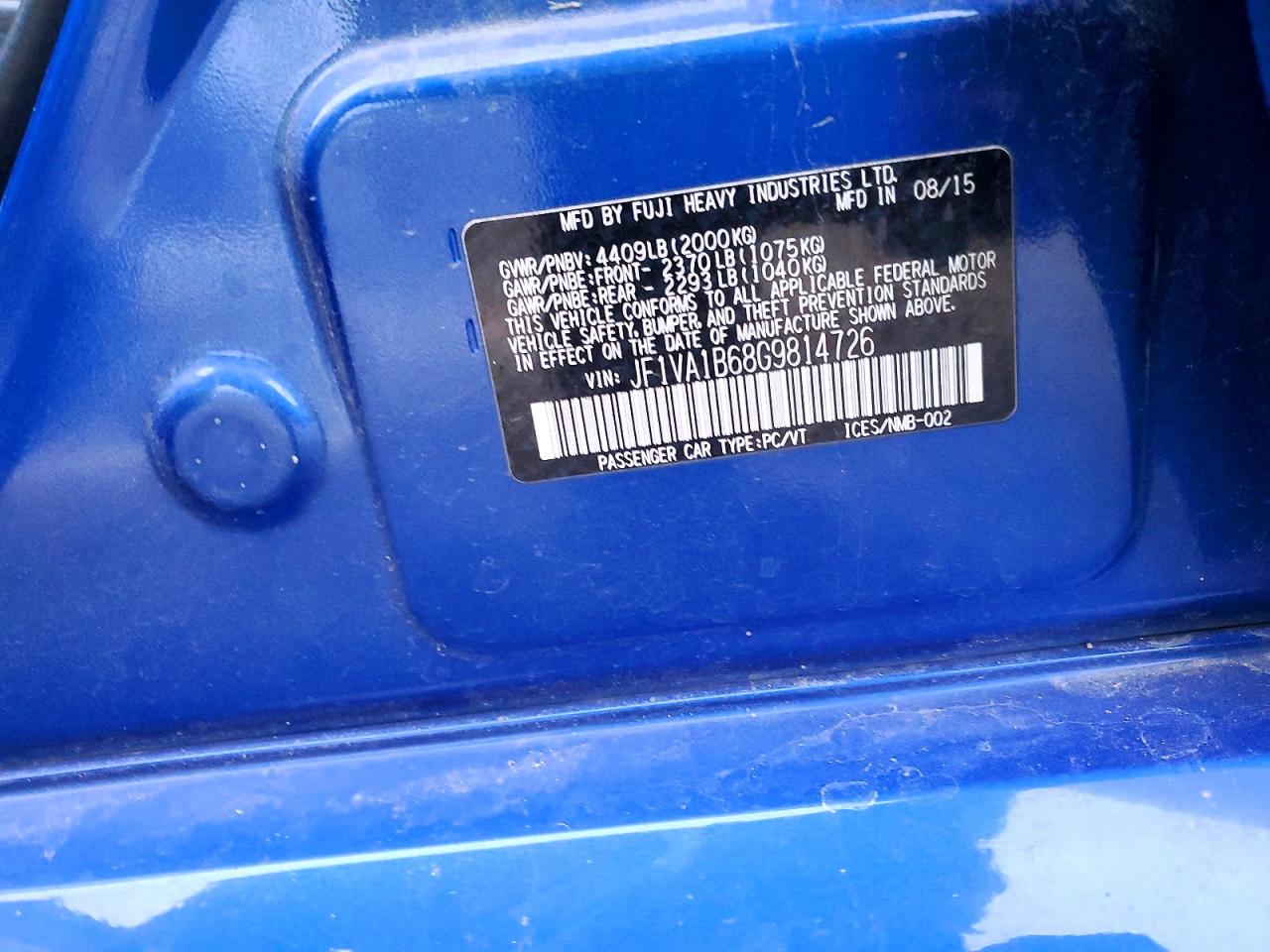 2016 SUBARU WRX photo 12