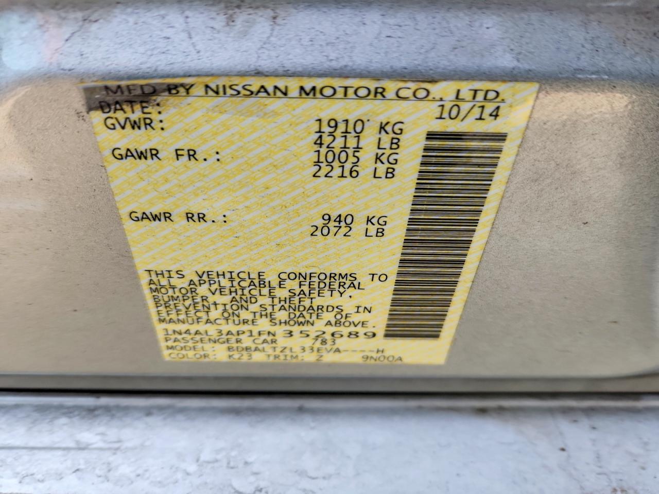 2015 NISSAN ALTIMA 2.5 photo 45